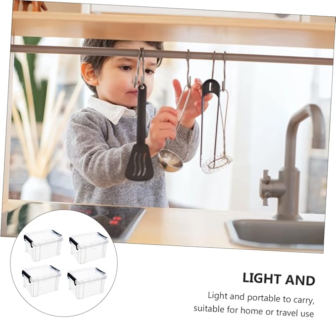 PRETYZOOM 8pcs Mini Storage Boxes Transparent Household Storage Containers for Toys Sundries and Design for Organizing