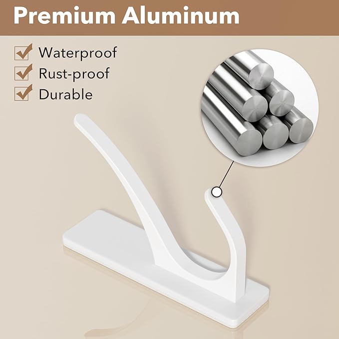 pickpiff Self Adhesive Coat Hooks for Hanging: Heavy Duty Stainless Wall Hook for Towel, Utensil, Backpack, Hat, Sturdy Metal Hanger for Bathroom, Kitchen, Door, 10 Pack, White
