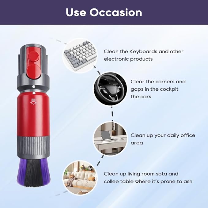 Traceless Scratch-free Dusting Brush Compatible with Dyson V7 V8 V10 V11 V12 V15 Gen5 detect and Gen5 outsize Vacuum Cleaners, Handy Self-cleaning Soft Bristles NOT for Digital Slim Series