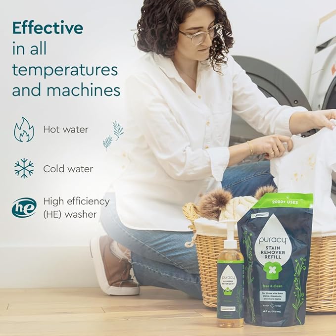 Puracy Laundry Detergent - Enzyme-Powered Liquid Laundry Detergent Concentrate, Natural Laundry Detergent Seen on TikTok, Non-Toxic (Free & Clear, 16 fl oz, 64 Loads) (Pack of 2)