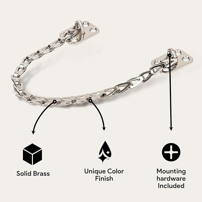 MEGA HANDLES Transom Door Chain 12-Inch, Door Chain Stopper for Transom Windows, Cabinet Door Restraint, Chain Lid Support, Durable Transom Window Hardware for Enhanced Safety - Polished Chrome