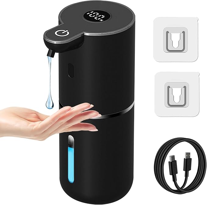 Automatic Liquid Soap Dispenser Touchless, USB Rechargeable Smart Hand Soap Dispenser, 6-Level Adjustable, 12.8oz/380mL, Compatible with Thick Thin Dish Soap for Bathroom Kitchen-Black