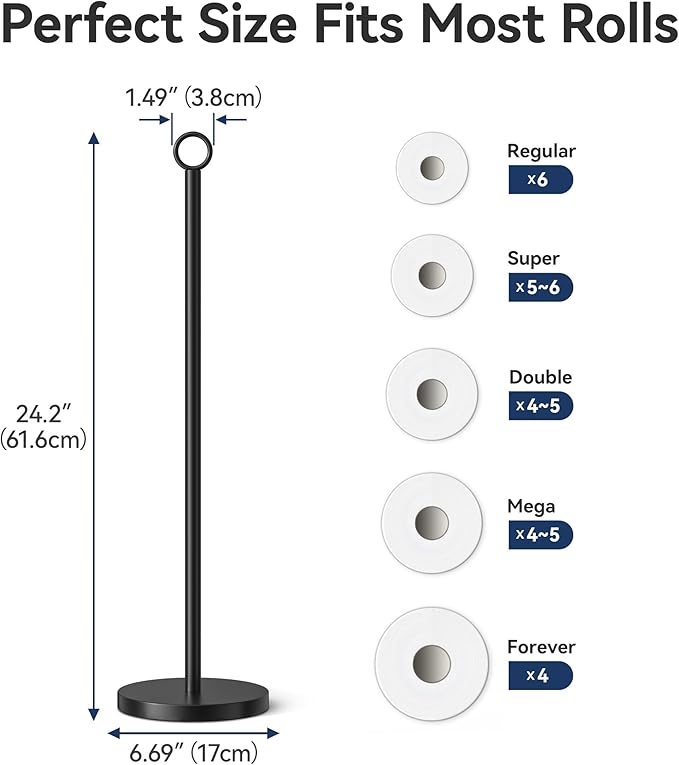 Toilet Paper Holder Stand(with Reserve Function), Free-Standing Spare Rolls Storage Holder, Stainless Steel