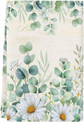 Microfiber Kitchen Towel, Green Eucalyptus Leaves Soft Absorbent Dish Towels, Daisy Summer Botanical Farmhouse Quick Drying Washable Dishcloths for Kitchen Cleaning, Drying Dishes, 18x28 Inches