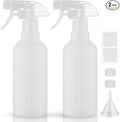 Spray Bottles 16.9oz HDPE Spray Bottle for Hair Mist/Stream Empty Heavy Duty Refillable Containers for Cleaning Solutions, Plants, Vinegar 2 Pack (White, 16.9oz)