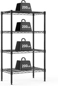 DUMOS 4-Tier Metal Wire Storage Shelves, Adjustable Standing Storage Rack Shelf, Heavy Duty Steel Shelving Unit Organizers for Kitchen Bathroom Pantry Garage, 23.2" W×13.4" D×47.2" H, Black