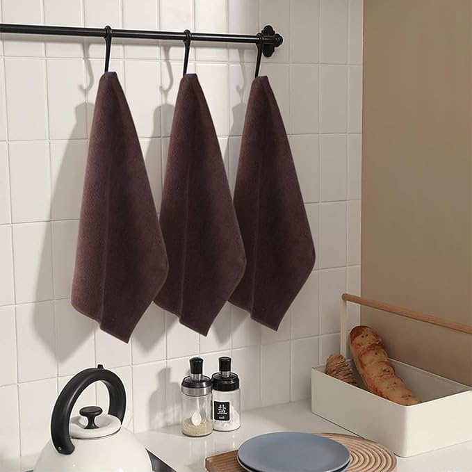 SINLAND Absorbent Microfiber Dish Cloth Kitchen No Streak Cleaning Cloth Dish Rags Lens Cloths 12 Inch X 12 Inch 12 Pack Dark Brown