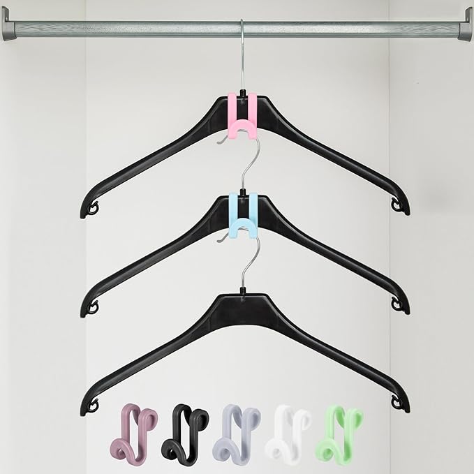 uxcell Clothes Hanger Connector Hooks, 20Pcs - ABS Hanger Hooks, Hanger Extender Hooks, Hanger Hooks Space Saver for Closet (Grey)
