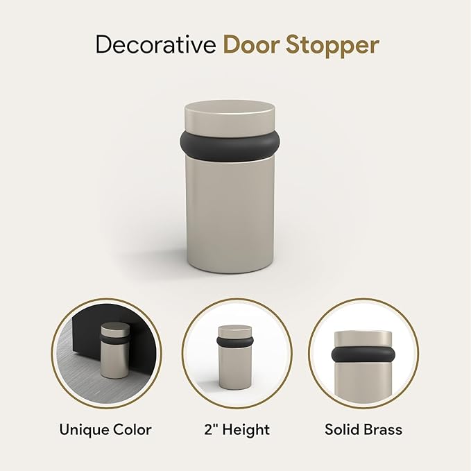 Mega Handles Floor Door Stopper, Quickly Installed Wall Protector, Wall Protectors from Door Knobs, Floor Door Stop with Mounting Hardware Included - Satin Nickel - 2 Inch