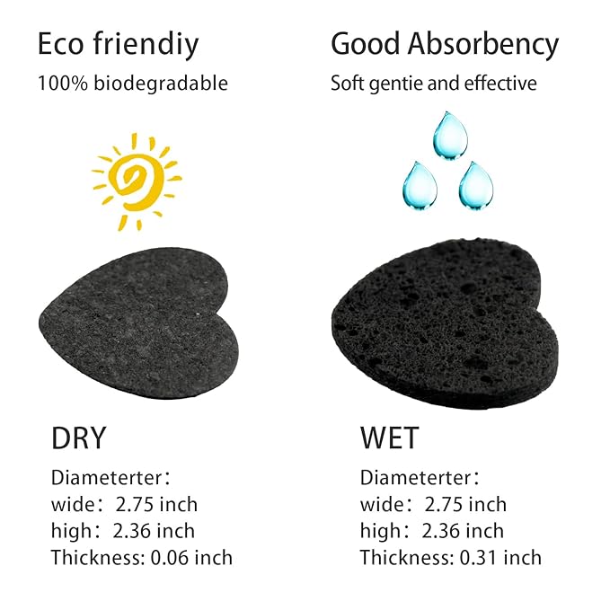 50-Count Facial Sponges Compressed, 100% Natural Cellulose Face Sponge Professional Cosmetic Spa Sponges for Face Cleansing, Exfoliating Mask, Makeup Removal for Travel and Home, Black