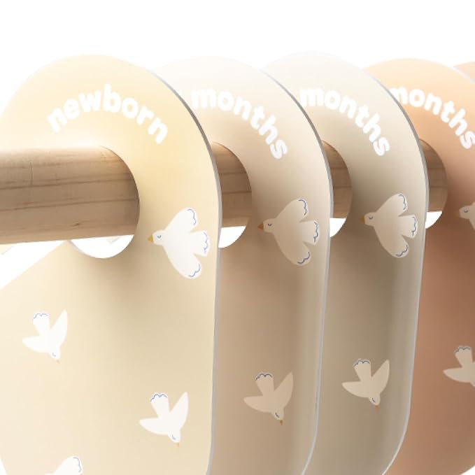 3 Sprouts Baby Closet Dividers Set of 8 - Toddler Clothes Organizer Hanger, Double-Sided Size Labels - Nursery Organization for Newborn Clothing, Infant, Boy & Girl - Bird