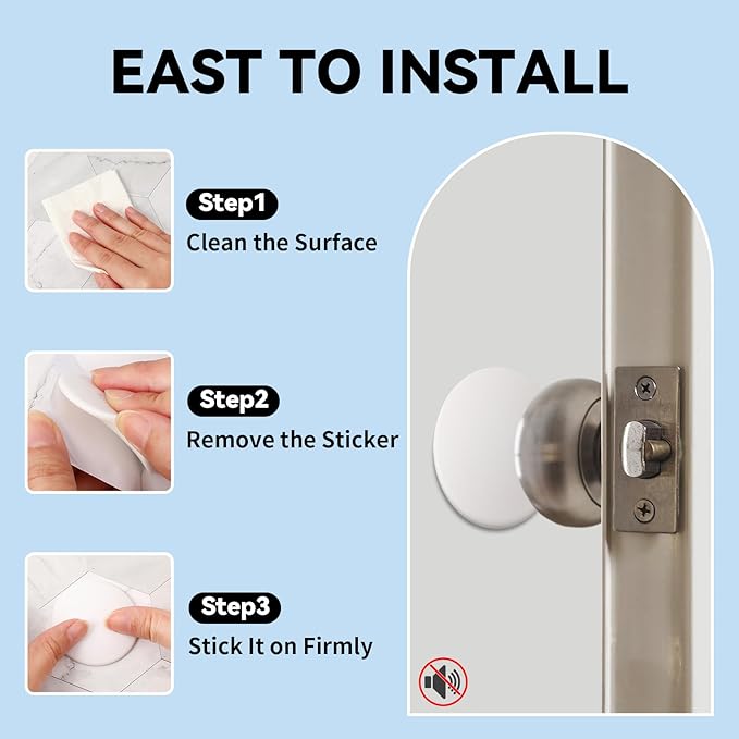 JULBEAR Door Stopper Wall Protector, 20PCS Door Knob Stoppers Wall Protector with Strong Back Adhesive,Quiet, Shock, Absorbent Silicone, Door Handle Bumpers and Protect Wall Surfaces (Round 2 inch)