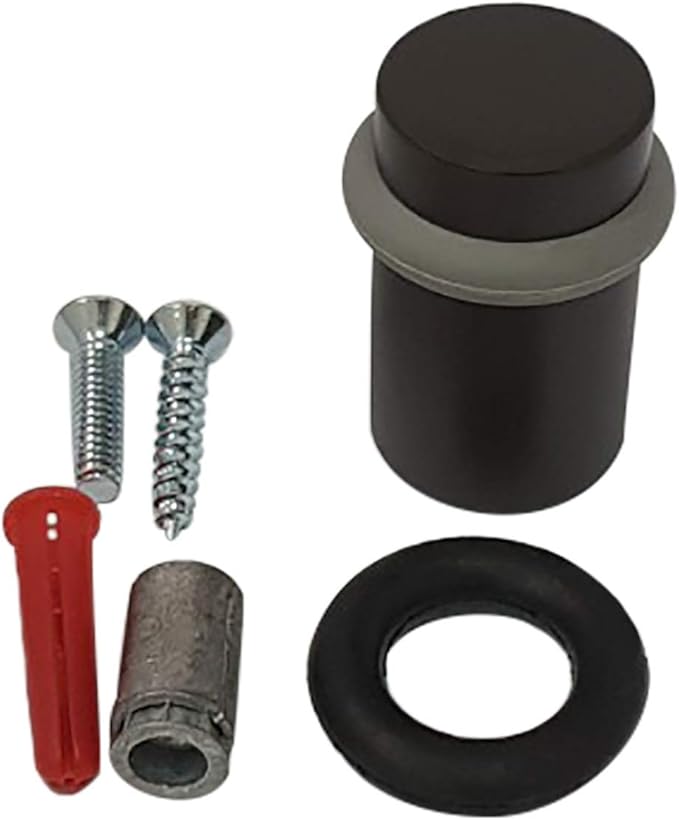 QCAA Cylindrical Floor Mount Door Stop, Height, Solid Brass, 2", US10B Oil Rubbed Bronze ORB, Made in Taiwan, 1 Pack