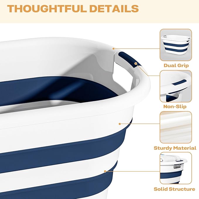 43L Collapsible Laundry Baskets plastic, Pop Up Laundry hamper/Storage Container, Foldable Laundry Basket with Large Capacity,Space Saver (1 Pack)