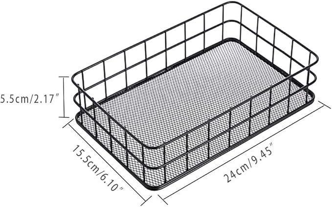 Small Black Metal Wire Cabinet Organizer Storage Organizer Bin Basket Tray (1)