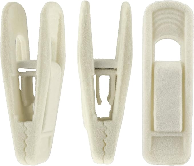 Velvet Hangers Clips - 60 Pack Pants Hanger Velvet Clips, Strong Hanger Clips - Perfect for Thin Felt Hangers (Ivory)
