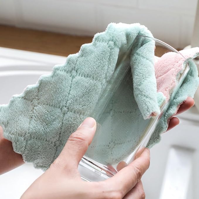 Beaupretty Microfiber Cleaning Cloths and Absorbent Kitchen Dish Towels 20pcs Double-Layer Thick Reusable Washing Towels for Household Dishwashing and Tableware Cleaning Random Color
