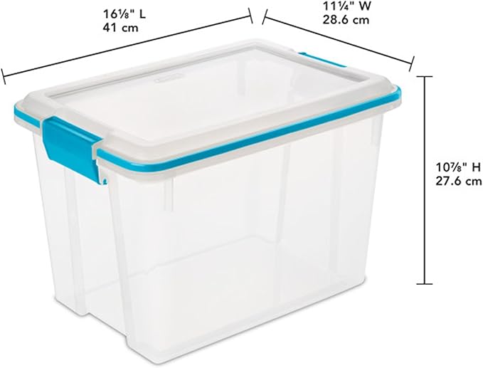 Sterilite 18-Pack Gasket Box, Weather-Resistant Storage Bins with Latching Lids, 20 Quart - Heavy-Duty Organizing Containers for Closet, Bathroom, and Office