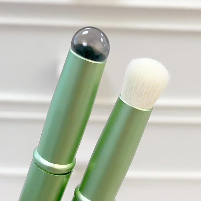 WOKOTO 1pcs Chrome Green Double-Headed Nail Art Brushes Silicone Ombre Nail Brushes And Nail Dust Brushes Picking Dotting Gradient Pen Brush Nail Ombre Brush For Acrylic Nails Painting Cleaning