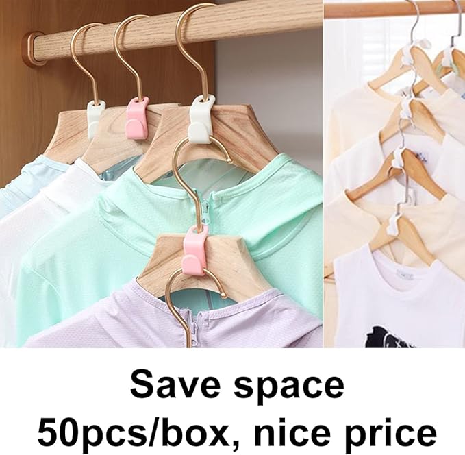 50PCS(or100) Hanger Hooks for Plastic Clips Clothes Space Saving Hangers for Clothes Closet Hangers Space Saver