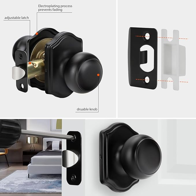 Haidms Black Closet Door Knobs Interior, Passage Interior Door knobs, Matte Black Indoor Closet Doorknobs for Closet or Hall (5 Pack)