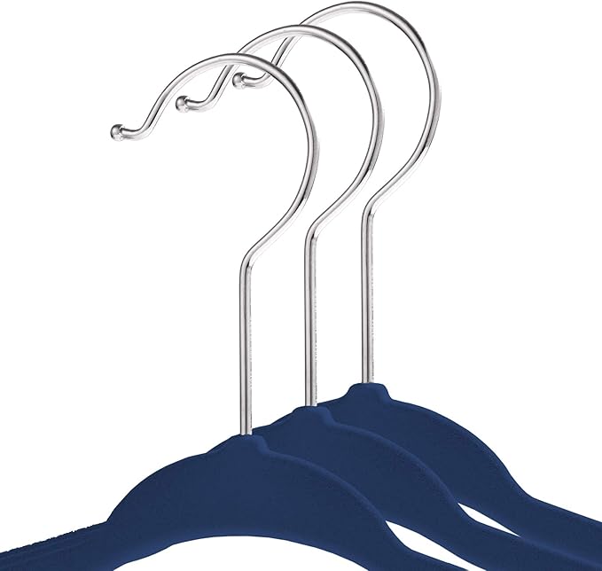 Casafield 50 Velvet Baby Hangers - 11" Size for Infant & Toddler Clothes - Royal Blue