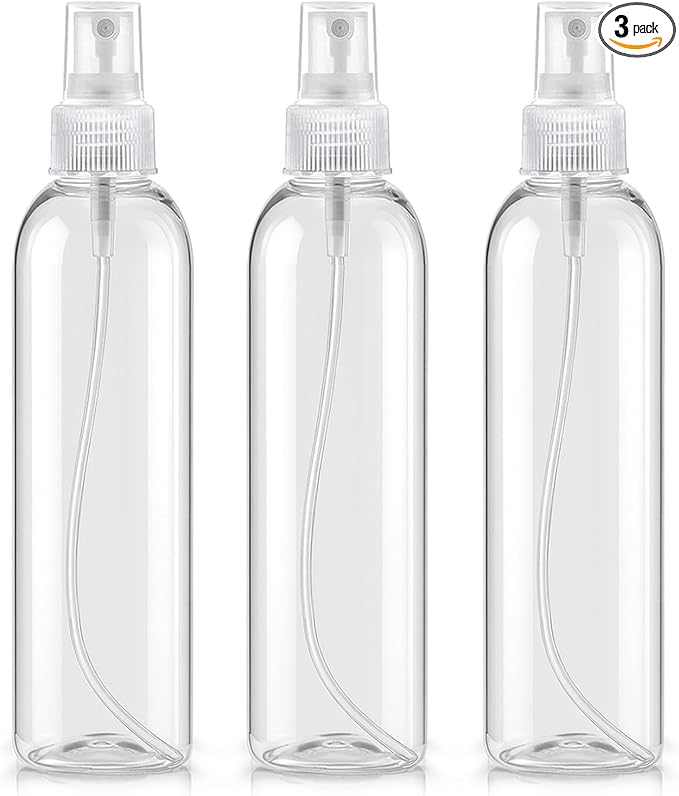 Bar5F Clear Plastic Spray Bottles – 8.5 oz / 250 ml (3-Pack) Refillable Water Spray Bottle Set | Fine Mist Spritzer for Hair, Plants & Beauty Use – Empty Reusable BPA-Free Plastic Bottles Made in USA