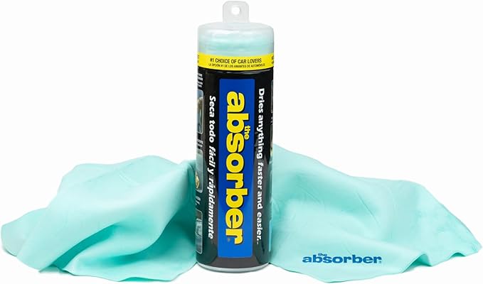 CleanTools the absorber® Large 27-Inch x 17-Inch, Aqua - Synthetic Premium Drying Chamois Cloth for Car - Super Absorbent, Scratch-Free and Washable
