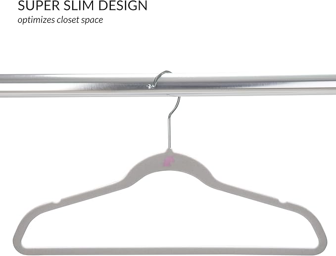 Simplify 25 Pack Kids Velvet Hangers | Slim | Non-Slip Design | Space Saving | Childrens Clothes | Shirts | Pants | Dresses | Baby Nursery | Closet Storage & Organization | White
