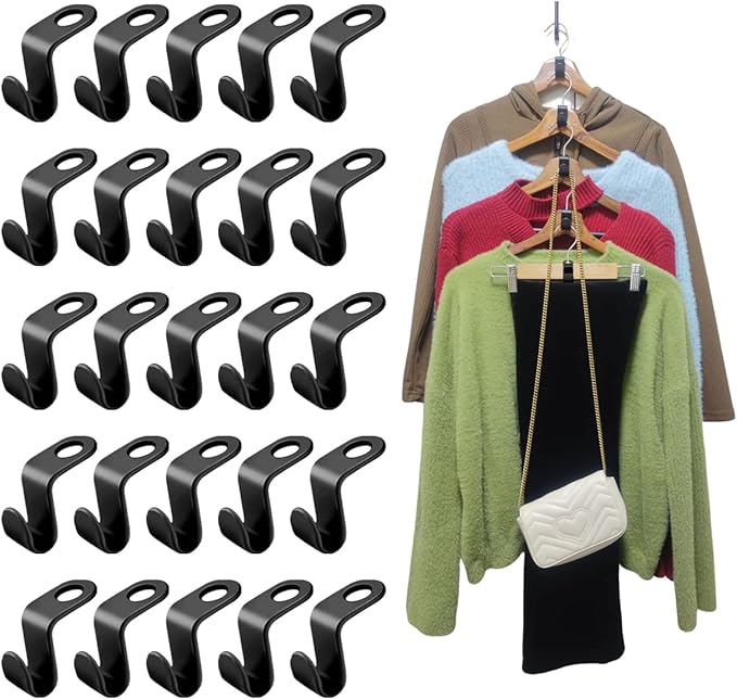 Plastic Cascading Hanger Hooks Extender Clips Connection, Space Saving Wardrobe Clothing Outfit Hangers for Organizer Closet Cabinet (100pcs Black)
