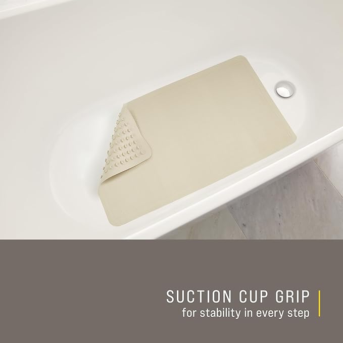 Rubbermaid Commercial Products Safti-Grip Bath Mat, Medium, White, Suction-Backed, Non-Slip for Commercial/Residential Use for Shower Stall/Bathtub/Bathroom