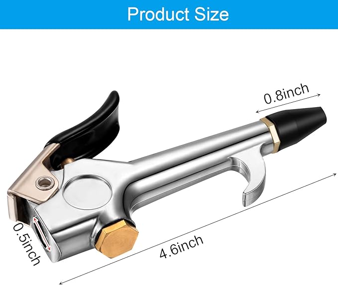 Honoson 4 Pieces 1/4 NPT Lever Blow Gun Air Nozzle Dust Cleaning Blower Gun with Rubber and Safety Tip Nozzles Air Tool for Home Shop Garage Industry(Black)