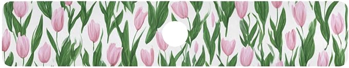 Kitchen Sink Splash Guard 1 PC 30 Inch Sink Faucet Mat Splash Guard for Bathroom Countertop Water Absorbent Foldable Cuttable Soft Washable Small Tulips Pink