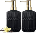 EMPO Clear Glass Soap Dispenser with ABS Plastic Pump, Crystal Lotion Dispensers for Kitchen Sink, Bathroom (2Pack Matte Black)
