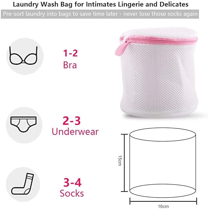 Ainiv Mesh Laundry Bags, 3PCS Bra Laundry Bags with Zips, Bra Wash Bags Mesh Wash Bags, Reuse Washing Machine Bag for Delicates, Blouse, Hosiery, Underwear, Lingerie, Baby Clothes