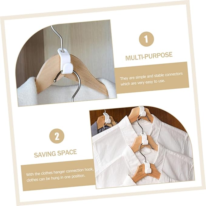 Ciieeo 120pcs Non Slip Connection Hooks for Wardrobe Organizing Space Saving Hanger Connectors Easy to Install Clothes Connector for Efficient Closet Storage