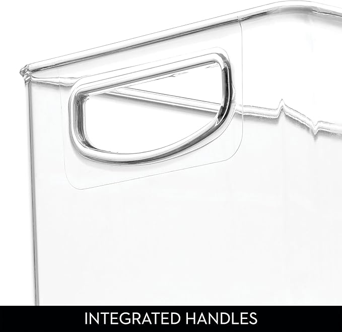 iDesign Plastic Stackable Pantry Bin with Handles for Cabinets or Fridge, Clear, Made in USA