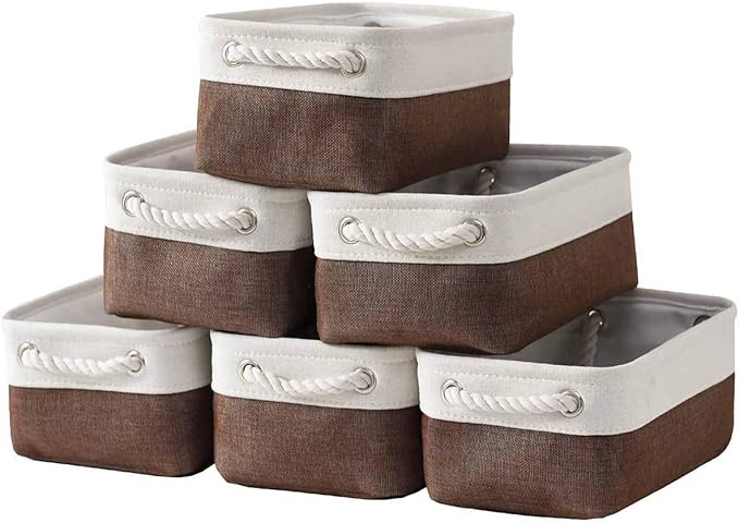 Sacyic Small Storage Baskets for Shelves,Fabric Storage Baskets for Closet,Rectangular Collapsible Baskets for organizing Clothes,Books,Gifts