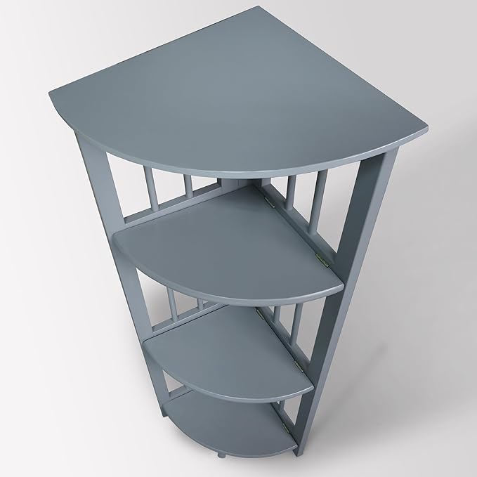 Casual Home Mission 4-Shelf Corner Folding Bookcase, Slate Gray