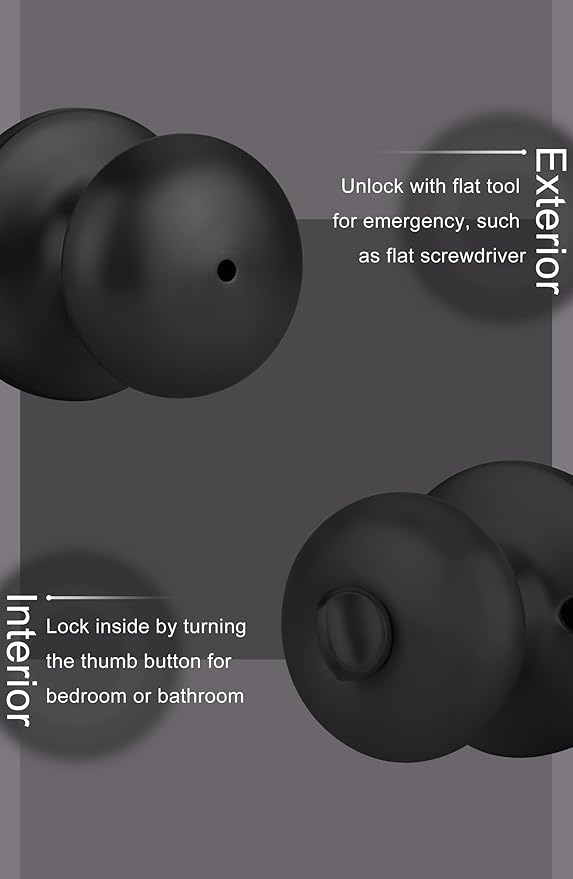 Goldenwarm Black Interior Door Knobs, Matte Black Bedroom Door Knob, Door Knobs Interior Bulk, Privacy Door Knob for Bedroom or Bathroom(12 Pack)