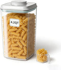 EQI Airtight Food Storage Container with One-Touch Lid, 4.22 QT / 4.0 L Stackable Durable BPA-Free PET for Flour, Sugar, Cereal & Kitchen Pantry Organization.