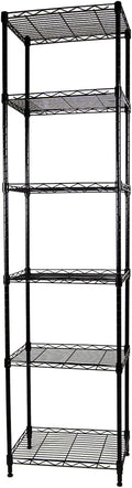 6-Tier Wire Shelving Adjustable Shelves Unit Metal Storage Rack for Laundry Bathroom Kitchen Pantry Closet Organization (Black, 16.6" L x 11.4" W x 64.6" H)