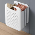 Collapsible Laundry Basket, Space-Saving Wall-Mounted Hamper, Detachable Hanging Organizer for Home, Dorms, RVs, Measures 11.8" x 8" x 14.7" In (White)