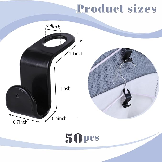 MCPINKY Hanger Extender Hooks, 50PCS Clothes Hanger Connector Hooks Closet Space Savers for Hanging Clothes, Black