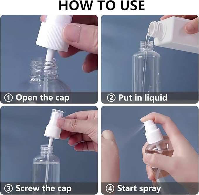 4 Pack 4 Oz (120ml) Small Spray Bottles - Fine Mist, Refillable, Reusable