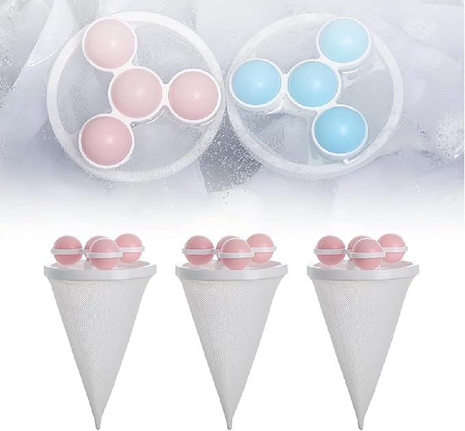 Laundry Hair Catcher, 2025 New Floating Hair Filtering Mesh Removal Pet Hair Remover for Laundry Reusable Washer Hair Catcher Hair Filter Bag Lint Catcher for Washing Machine (Pink, 3pcs)