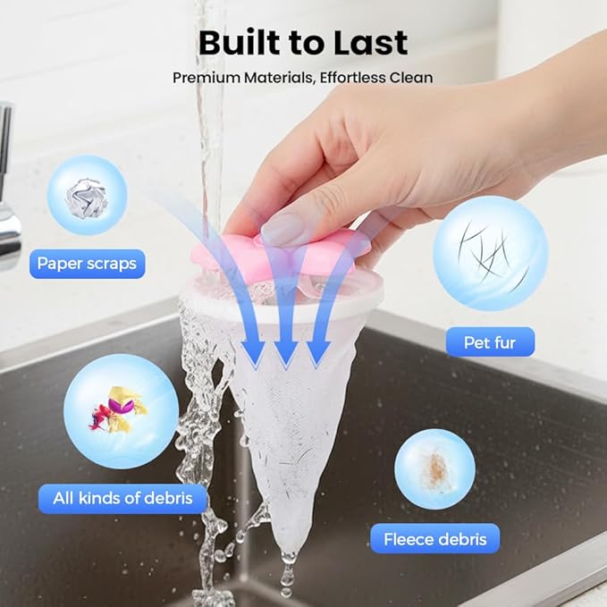 3PCS Floating Hair Filtering Mesh Removal, 2026 New Pet Hair Remover for Laundry, Reusable Lint Catcher for Washing Machine Wool Device, Washing Machine Hair Filter Cleaning Mesh Bag (6 PCS)