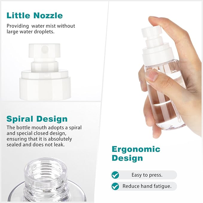 3pack Small Spray Bottle, 2.7oz Mini Spray Bottles, Clear Empty Travel Spray Bottle, Fine Mist Plastic Spray Bottles