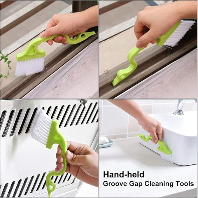 Window Track and Grout Cleaning Brush Set, 5Pcs Hard-Bristle Crevice Scrub Brushes for Sliding Doors, Tile Lines, Sink Corners, Small Gaps and Bottles, Essential Household Cleaning Tools