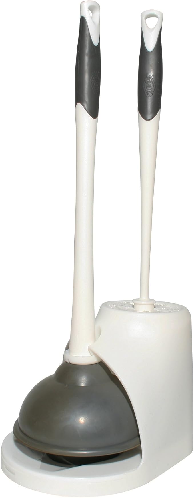 Clorox Toilet Plunger and Bowl Brush Combo with Caddy, 6.75 x 7 x 19.5 in, White/Gray (Pack of 12)